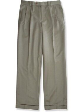Artichoke Pleated Front Cuffed Wool Pants, Traditional Fit, Size 31W x 32L